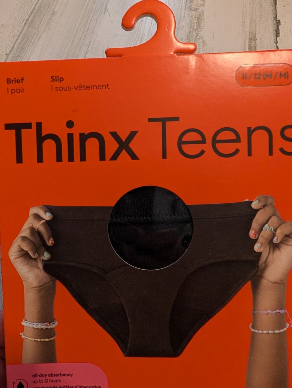 Thinx Medium Black Period Underwear 11-12 Brief Slip Panties NEW